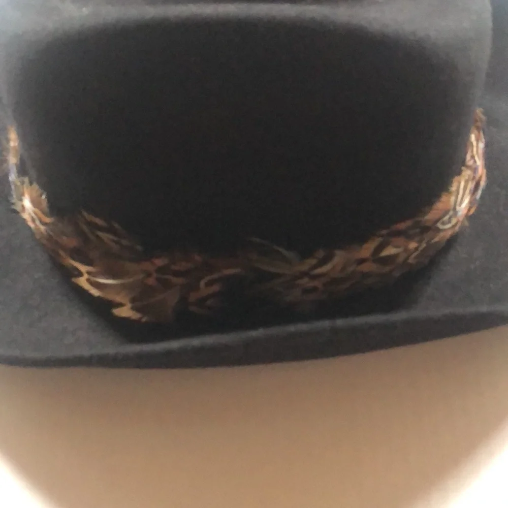 Vintage Henry Margu original creations soft fabric felt hat in black w feathers